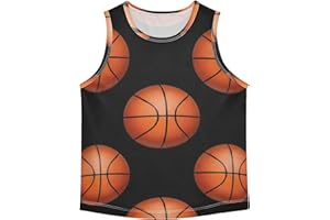 Basketballs Black Boys Tank Tops for Toddler Kids t Shirt Teen 3t Athletic Sleeveless Muscle Tee Youth Running