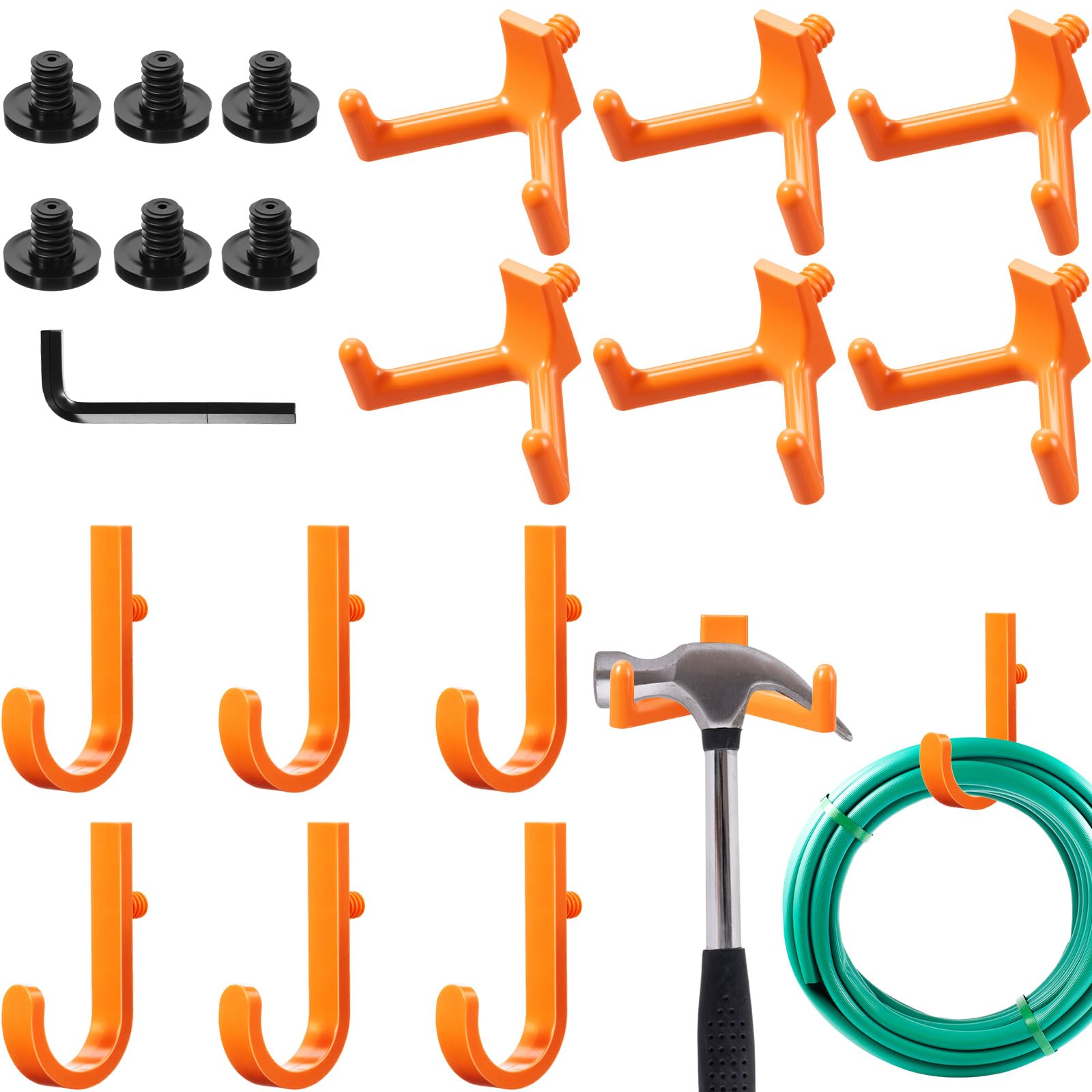 Photo 1 of Qiyaz 19 Pcs Shed Storage Hooks Compatible with Suncast/Craftsman, J/V Shaped Tool Hanger Storage Shed Accessories Shelves Brackets and Replacement Screws for Hanging