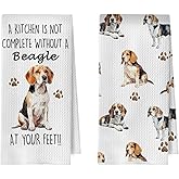 BlissfulAbon Beagle Gifts Kitchen Towels 16x24 Inch, Beagle Gifts Decorative Waffle Weave Dish Towels, Dog Mom Lovers Gift Hand Tea Towel, Set of 2