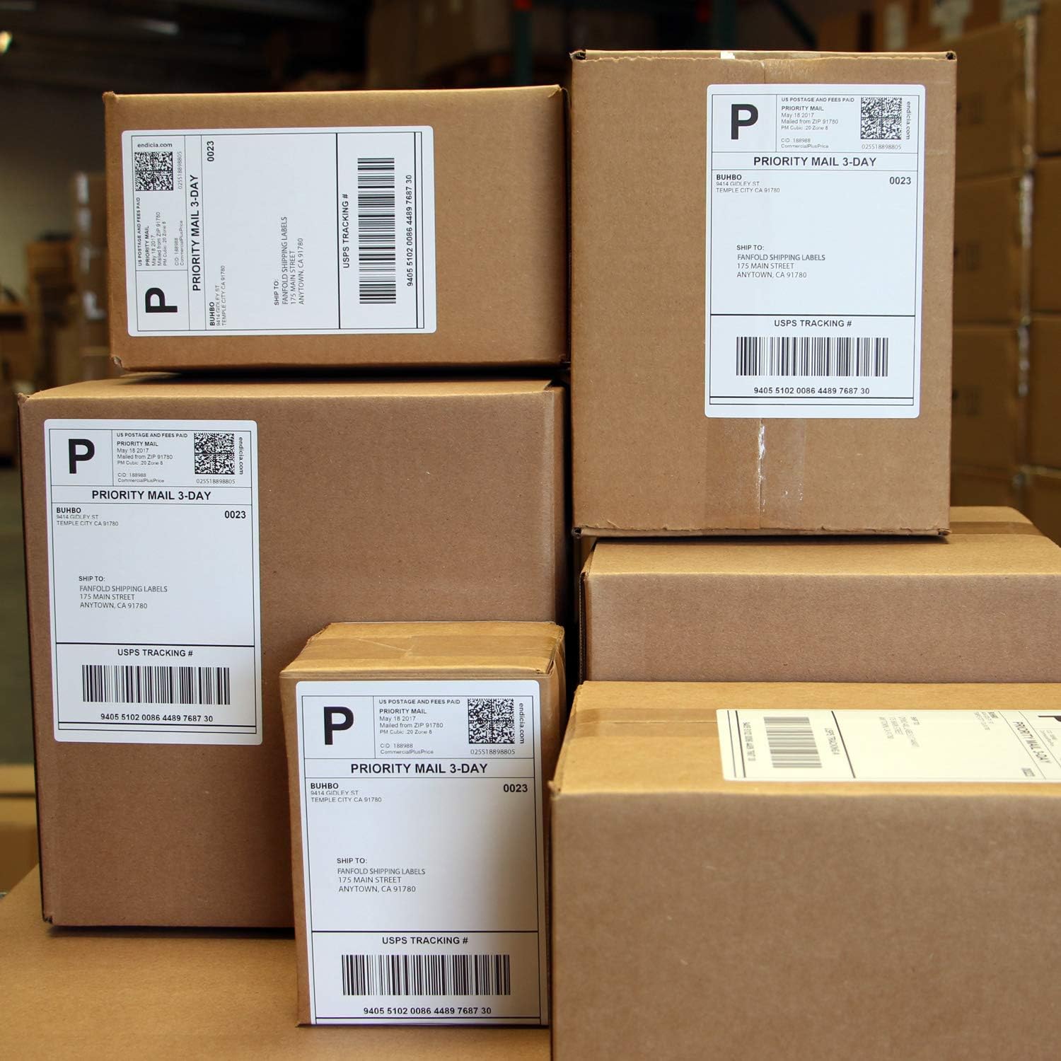 Buhbo 4" x 6" Direct Thermal Shipping Label (500 Fanfold Labels) - Rollo Compatible : Office Products