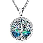 Eusense 925 Sterling Silver Abalone Pendant Necklace for Women Men - Urn Locket Cremation Jewelry That Holds Pictures