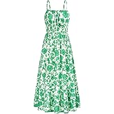 GRACE KARIN Summer Dresses for Women 2026 Vacation,Smocked Floral Maxi Dress,Boho Beach Sundress with Pocket Fashion Clothing