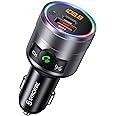 SYNCWIRE Bluetooth 5.3 FM Transmitter for Car, 48W PD & QC 3.0 Fast Charging Car Charger Bluetooth Car Kit, Wireless FM Radio Adapter, Deep Bass Music Player, Hands-Free Calling, Colorful LED Light