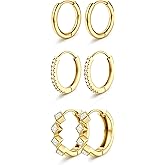 YADOCA Small Gold Hoop Earrings for Women - Hypoallergenic Chunky Gold Silver Hoops Earring Stacks Small 14K Gold Filled Huggie Earrings Set for Multiple Piercing 8/10/12M