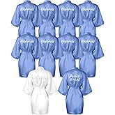 Jecery 10 Pcs Bride Bridesmaid Robes Kimono Rhinestones Short Satin Robes for Women Wedding Party