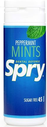 Spry Xylitol Peppermint Mints Sugar Free Candy 45 Count Non-GMO Gluten Free
