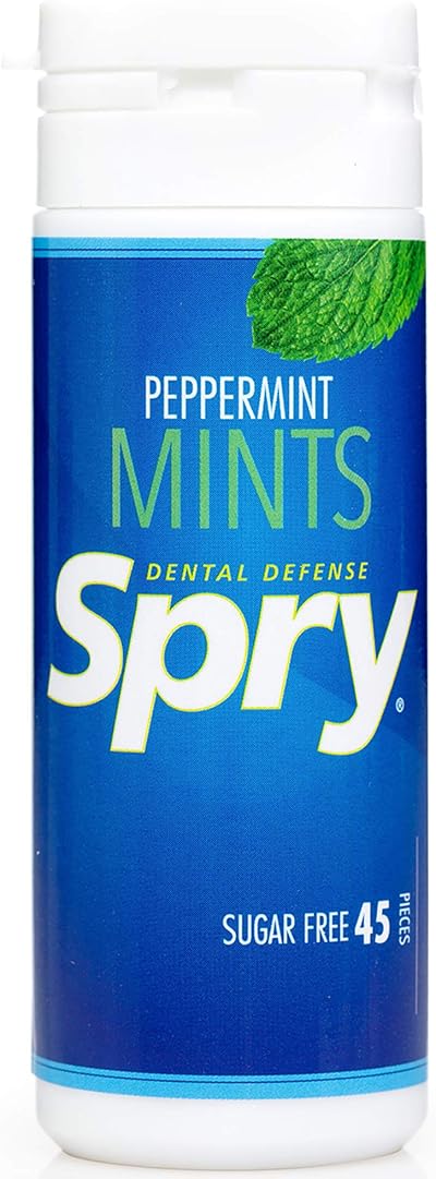 Spry Xylitol Peppermint Mints Sugar Free Candy 45 Count Non-GMO Gluten Free