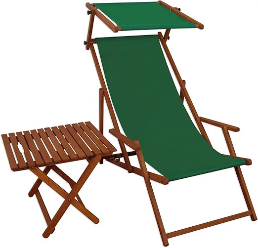 Amazon De Sonnenliege Grun Liegestuhl Sonnendach Tisch Gartenliege Holz Deckchair Strandstuhl 10 304 S T