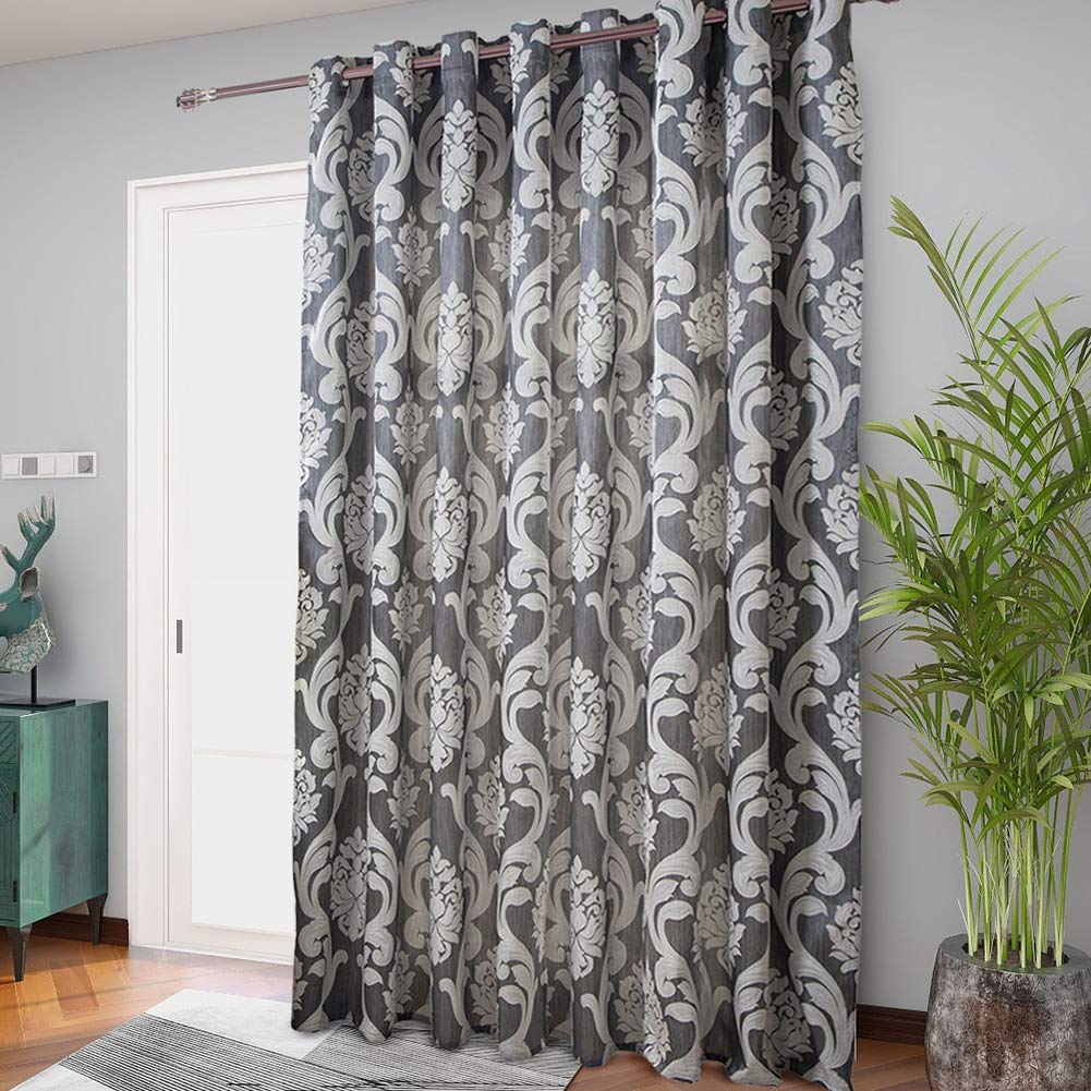 NAPEARL Patio Door Curtains for Sliding Glass Door, Damask Door Window Curtains, Extra Wide Curtains for Room Divider, 1 Door Panel (100In Wide x 84In Tall, Grey)