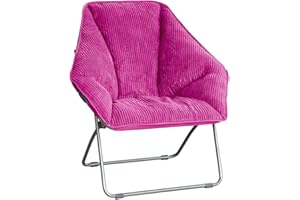 Zenithen Limited Indoor Foldable Plush Seat Hexagon Folding Portable Dish Chair, for Bedrooms, Living Rooms, Dorm Rooms and Game Rooms, Plum Corduroy (Pack of 1)