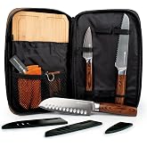 GSI Outdoors, Rakau Gourmet 3-Piece Camping Knife Set with Stainless Steel Blades and Waterproof Wood Handles, Perfect for Outdoor Cooking and Adventures
