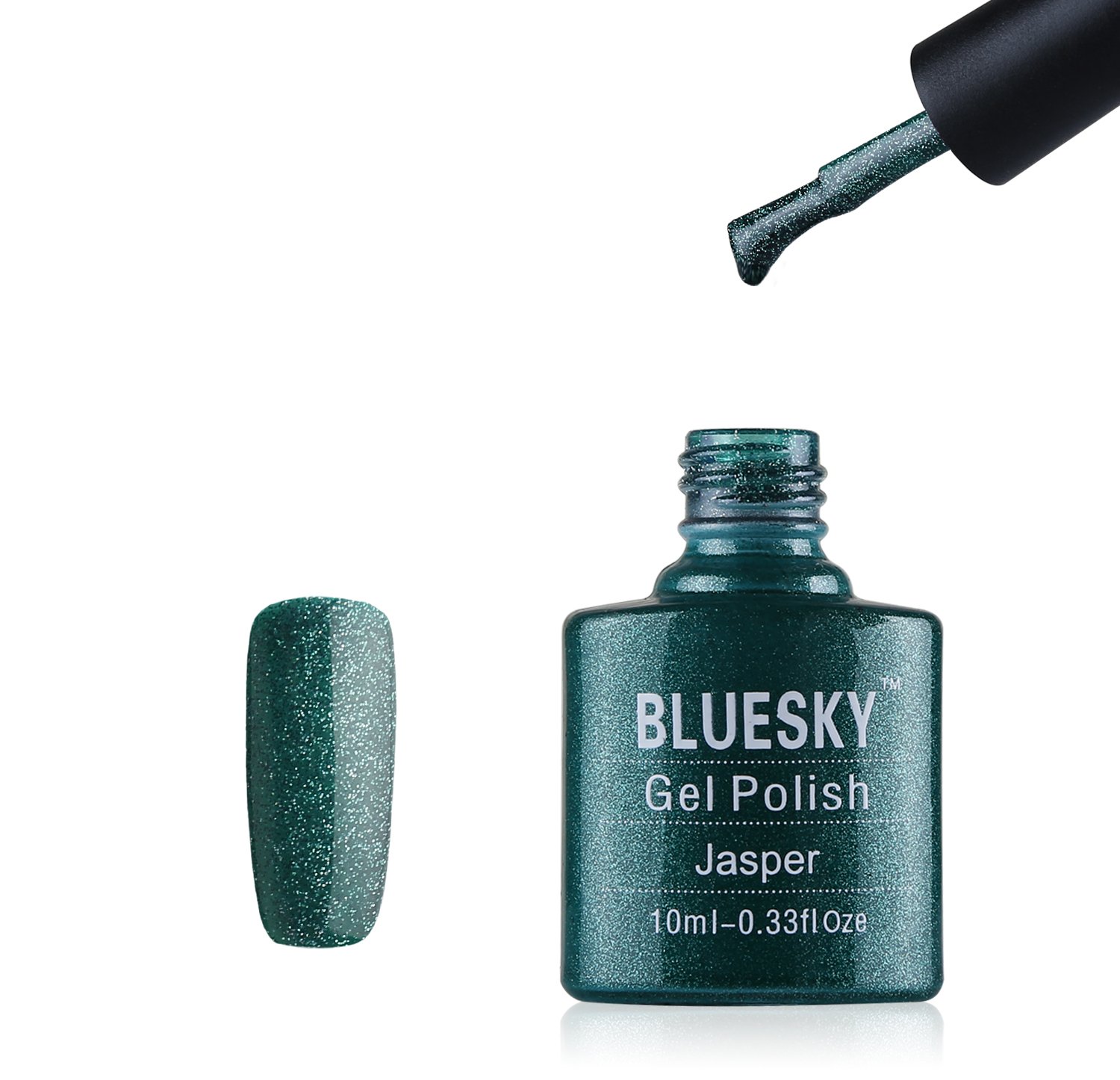 Bluesky Gel Nail Polish, Jasper Bsh039, Dark Green Glitter, Long Lasting, Chip Resistant, 10 ml (Requires Curing Under UV LED Lamp)