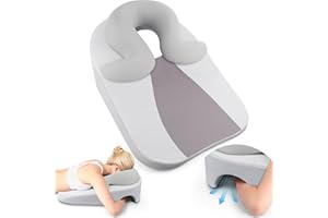 ARTYCOZY Eye Face Down Pillow Set for Sleeping, BBL, Retinal Surgery Recovery, Soft U-Shaped Memory Foam Stomach Sleeping Prone Pillow with Adjustable Loop for Personalized Comfort, Home Massage Pillows