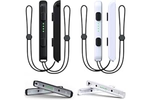 YURRDE Joycon Wrist Straps for Switch, Replacement for Joy Con Strap 4 Pack, Adjustable Switch Joycon Wrist Strap(Black and White)