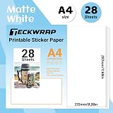 TECKWRAP Matte White Printable Vinyl Sticker Paper 8.26 x 11.69 A4 28Pcs view 2