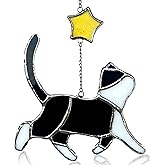 Seawah Black Cat Stained Glass Suncatcher Decor for Window Hanging - Memorial Gift - Gifts for Cat Lovers,Mom or Women - Sympathy Gift - Handcrafted Art Ornament
