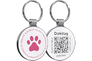 Dokitag QR Code Pet ID Tag,QR Code Dog Tag， Dog ID Tag,Pet Online Profile - Scan QR Receive Instant Pet Location Alert Email, Lightweight Zinc Alloy Dog Tag (Rose, Small)