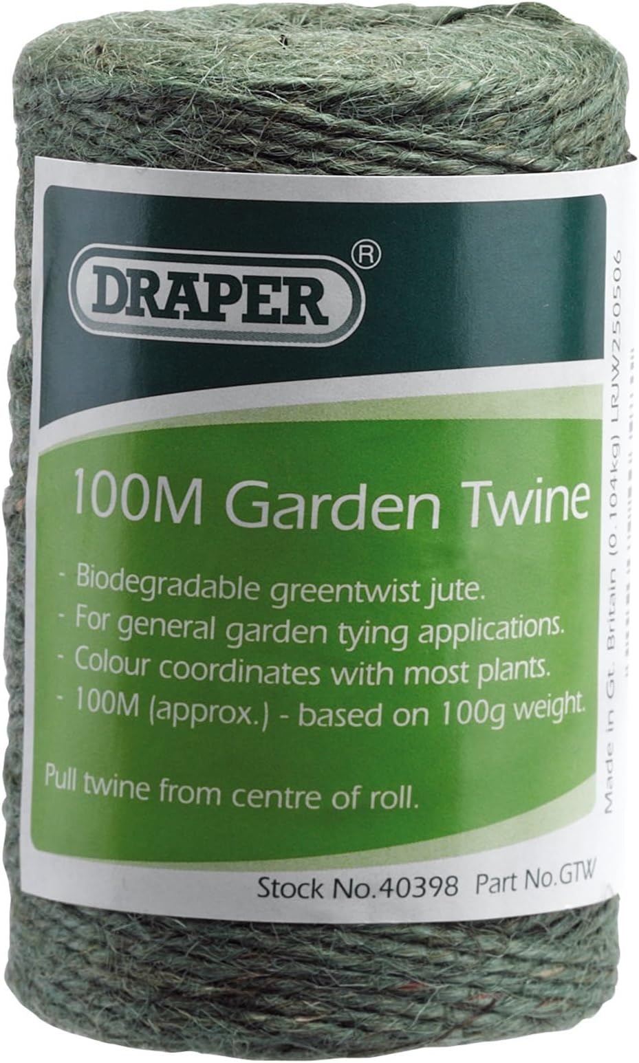 Draper 100m Garden Twine Green Jute String for Climbing Plants