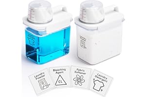 Bikkii Laundry Detergent Dispenser-2 Pack, 37 oz Detergent Dispenser with 4 Removable Labels, Laundry Soap Dispenser for Laundry Room Organization and Storage, BPA Free & PET Plastic Clear