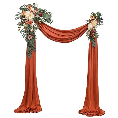 Buy Ling S Moment Artificial Wedding Arch Flowers Kit Pack Of 3 2pcs Terracotta Aobor Floral Arrangement With 1pc Burnt Orange Fabric Swag For Ceremony And Reception Backdrop Decoration Online In Kenya B08dtwbm8f