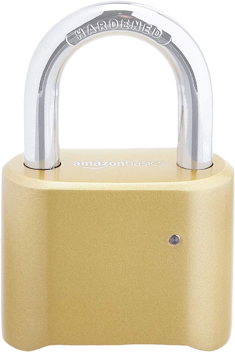 Basics 2-inch 4-Digit Combination Padlock, Gold, 1-Pack - - 