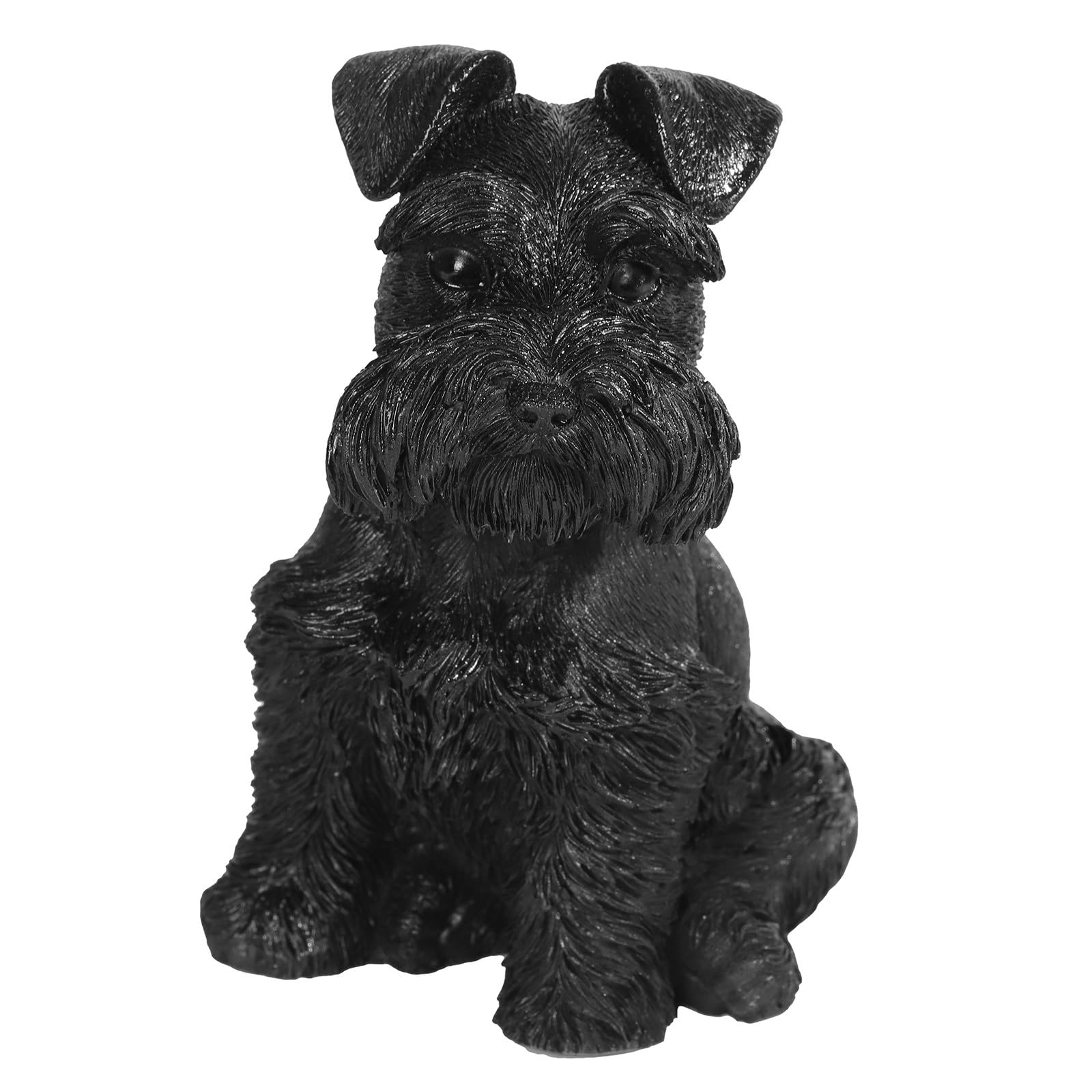 mookaitedecor Resin Cute Schnauzer Figurine Ornament for Home Office Decor, Resin Animal Gift for Dog Lover, Lucky Puppy Statue Figure Collectible Desk Decor