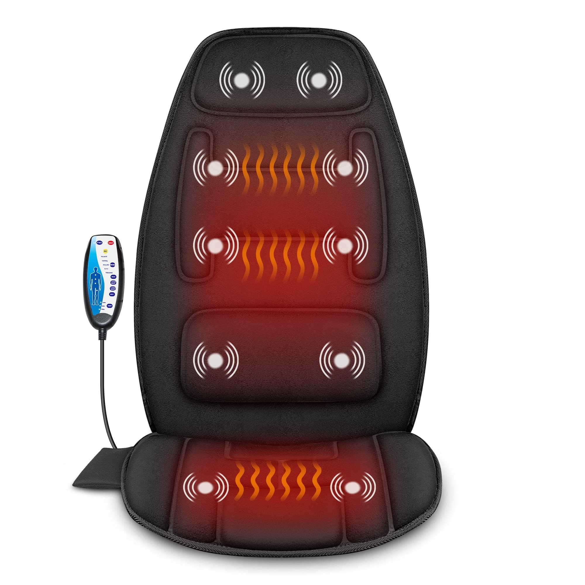 Photo 1 of Snailax Massage Seat Cushion with 2 Heat Levels - Extra Memory Foam Support Pad in Neck and Lumbar,10 Vibration Massage Motors, Back Massager Chair Pad for Back, No shiatsu