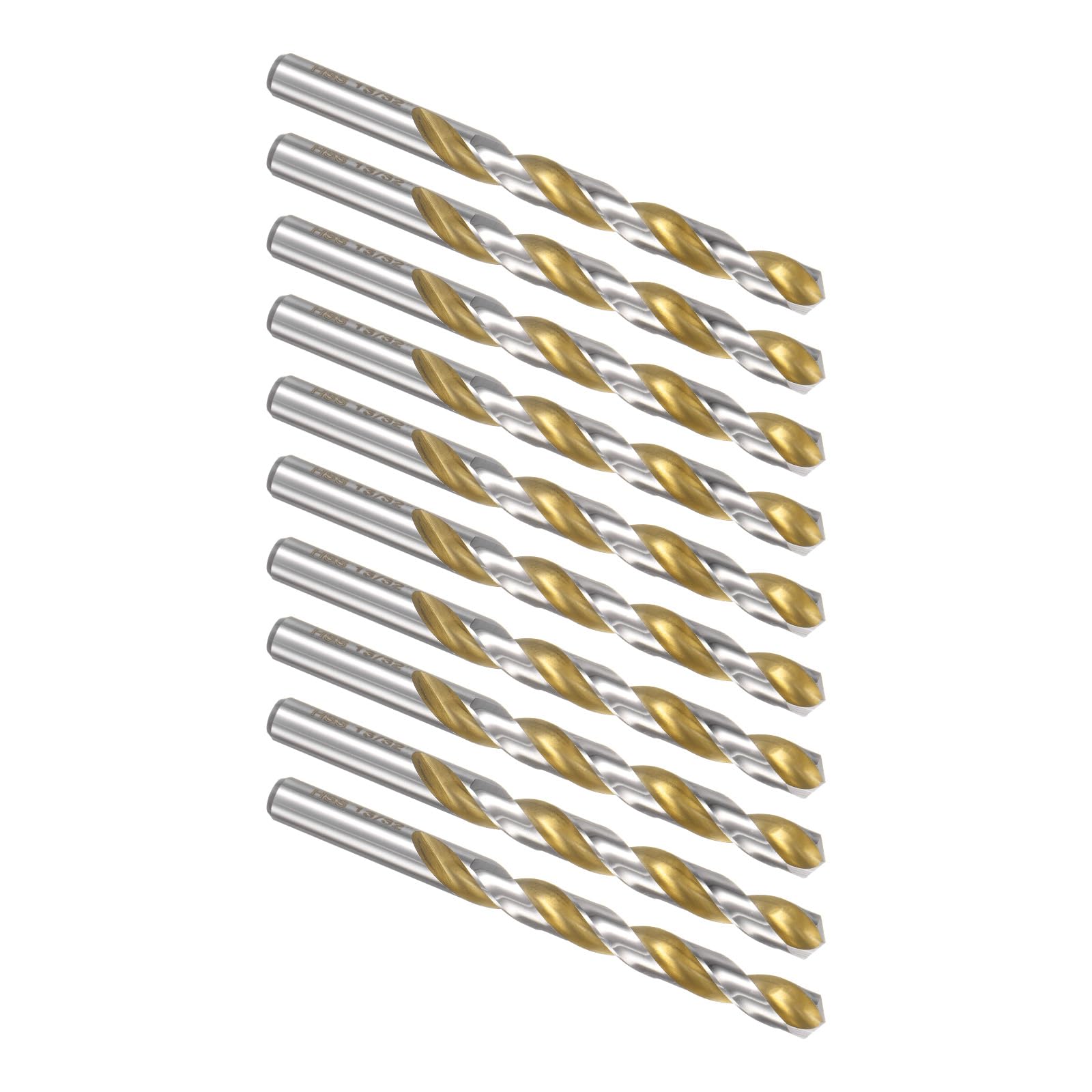 Kozelo 10Pcs Twist Drill Bit - [9/32"] Titanium Oxide Gold High-Speed Steel Round Shank Jobber Bit Set for Metal Wood Plastic Steel Use, 75mm / 2.95" Blade Length