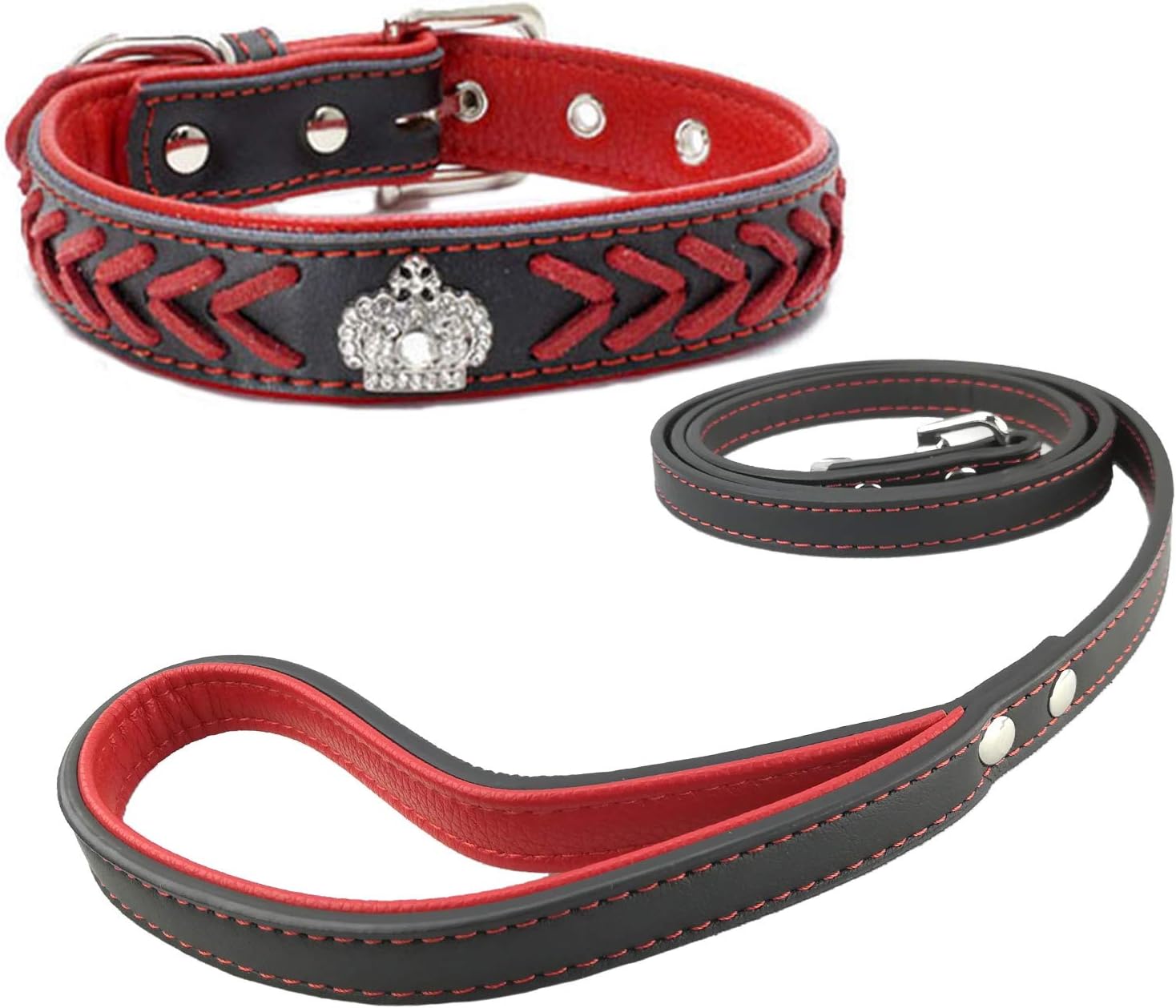 leather puppy collar and lead