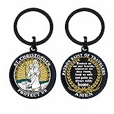 Viayen St Christopher Keychain, Patron Saint of Travelers Commemorative Medal, Saint Christopher Protect Us Gifts