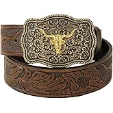 Verdusa Women's Vintage Western Leather Buckle Belt Dark Brown 70