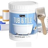 DWIL Tub Paint Tile Refinishing Kit 33oz with Tools 50-55sq.ft | Semi Gloss White Tile Refinishing Kit White Bathtub Paint Water Based Low Odor for Bathroom Kitchen