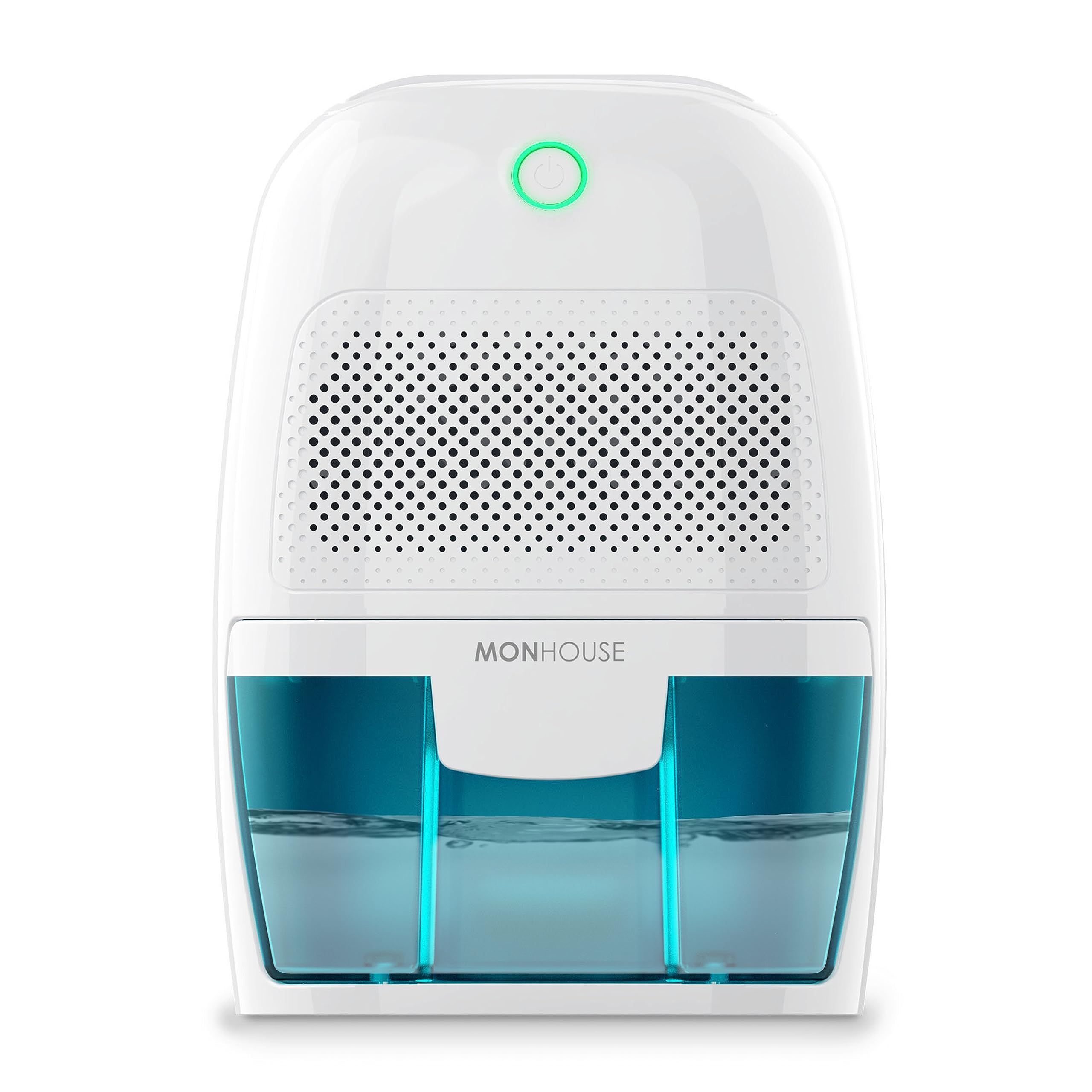 MONHOUSE Mini Air Dehumidifier 600ml Portable, Compact & Quiet Moisture Absorber for Home, Bedroom Damp, Car, Office, Garage, Caravan & Basement - Electric Mould Remover - White/Blue