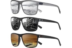 TURBOPEP Square Polarized Sunglasses for Men and Women Lightweight Frame Sun Glasses with UV Protection