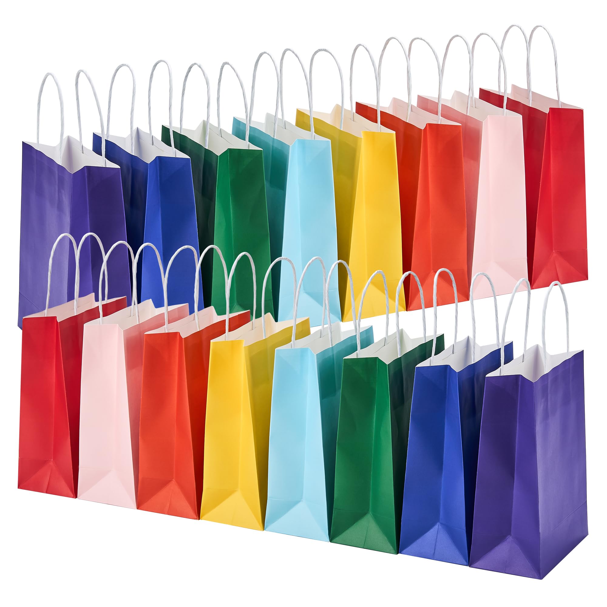 Photo 1 of 32 Pack Paper Gift Bags with Handles, 5.8"×3.2"×8.25" Party Favor Bags, Gift Bags, Small Gift Bags with Handles, Party Bags, Small Goodie Bags Bulk for Birthday, Crafts, Wedding, Party Supplies (8 Colors)