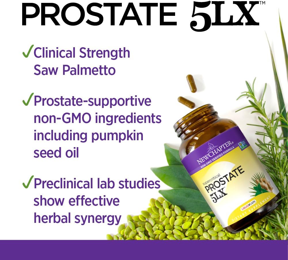 New Chapter Prostate Supplement - Prostate 5LX with Saw Palmetto + Selenium for Prostate Health - 180 ct Vegetarian Capsule: Health & Personal Care