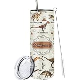 MoYueno Dinosaur Cup, Slim Dino Tumbler 20 Oz, Skinny Dinosaurs Tumbler with Lid & Straw & Brush, Dino Gifts for Adults, Dinosaur Water Bottle Gift for Thanksgiving Christmas, 1 PCS
