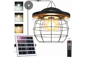 Aqonsie Solar Shed Light Work Day & Night, 3000LM 5 Modes Solar Powered Gazebo Lights Outdoor Hanging Lamps for Chicken Coop Garage Porch Barn Indoor with Remote, 3 Color Temps, Double Motion Sensor