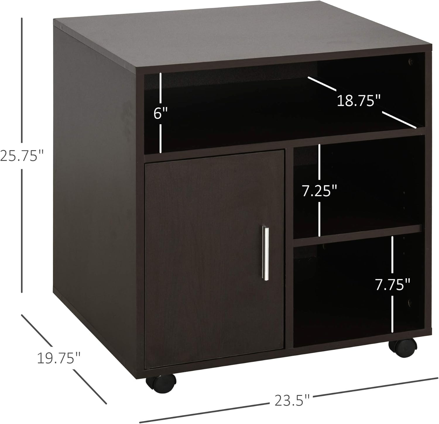 HOMCOM Printer Stand Multipurpose Moveable Filing Cabinet with Ample Inner Storage Space & 4 Easy-Rolling Wheels, Coffee: Furniture & Decor
