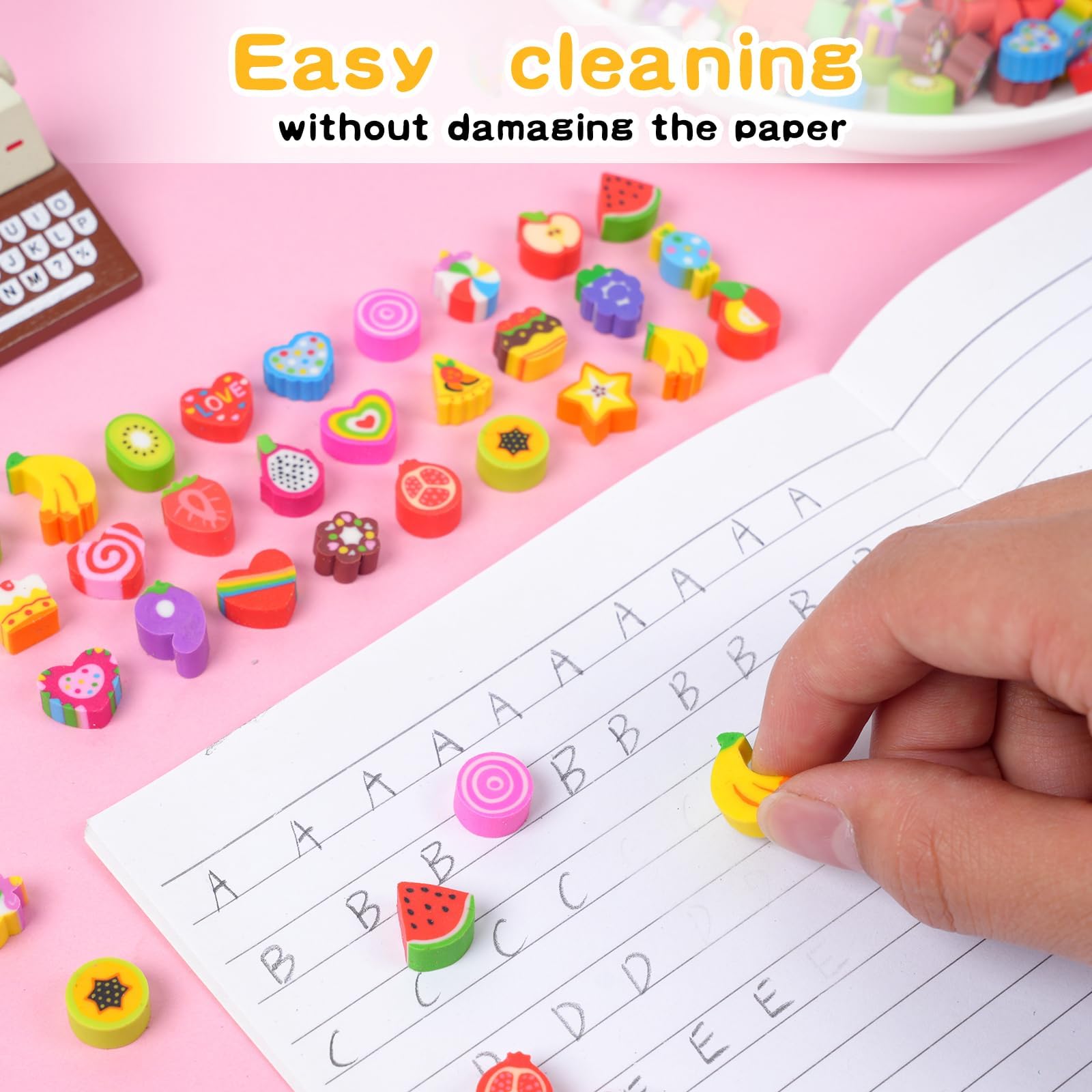 Food Heart Mini Erasers for Kids Bulk Cake Fruit Cute Erasers 170Pcs Desk Pets Classroom Prizes Game Rewards Party Favors Back to School
