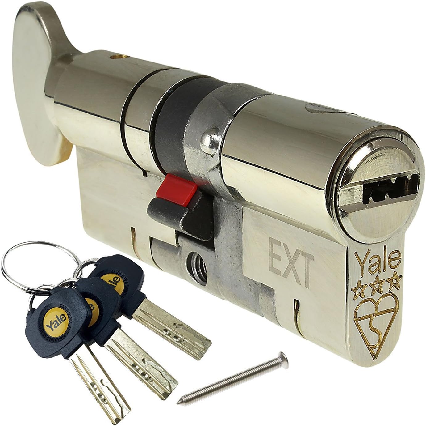 40/45 (85mm) Nickel YALE Platinum 3 Star Euro Cylinder Thumbturn Anti Snap Bump uPVC Door Barrel TS2007:2013 Lock + 1 Extra Keys (4 Total)