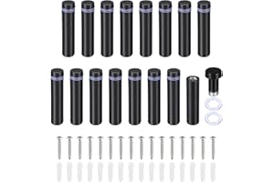 PATIKIL 1/2 x 2 Inch Sign Standoff Screws, 16 Set Stainless Steel Wall Standoff Mounting Hardware Advertising Glass Nail for Hanging Acrylic Picture Frame Acrylic Panel, Black