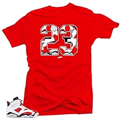 Jordan Retro 6 Carmine Match Tees - Snelos 23 Red