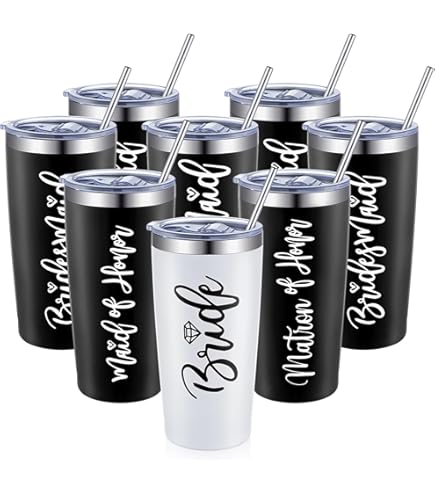 Bride Or Die Wedding Tumblers - 8 Pack Stainless Steel Insulated Cups 20 Oz
