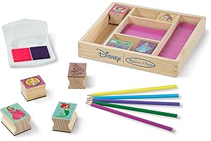 Melissa & Doug Disney Princess Wooden Stamp Set: 9 Stamps, 5 Colored Pencils, and 2-Color Stamp PadDisney Princess Coloring, 