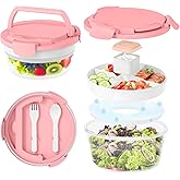 JSLOVE Salad Container for Lunch 58oz, Bento Box Adult with 4 Compartments, Leakproof Large BPA-Free Bento Bowl with Lid for Adults - with Ice Pack & Dressing Cup for Meal Prep, Work, School