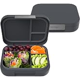 Bentgo Modern Adult Bento Lunch Box with 3-4 Compartments | Leak-Resistant, 5.5-Cup Capacity, Adjustable Divider, Microwave &amp; Dishwasher-Safe Tray (Dark Gray)