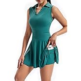 Tennis Golf Dress Workout Athletic Dresses for Women with Pockets Shorts 2 Piece Sets Outfits Cute Clothes Summer