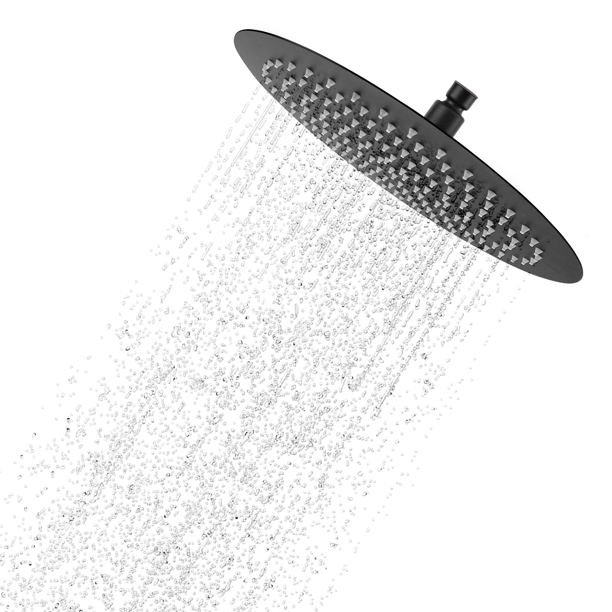 YKUKIZEE 8 Inch Round Rainfall Shower Head Black, Fixed Rain Shower Head 304 Stainless Steel, 20 cm High Pressure Waterfall Shower Head Overhead for Bathroom Shower Room