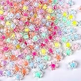 100PCS Transparent Star Beads for Bracelets,Cute Small Unique Colorful Acrylic Aesthetic Star Pony Beads for Jewelry Making with Holes,DIY Bracelet Charms Bead for Crafts